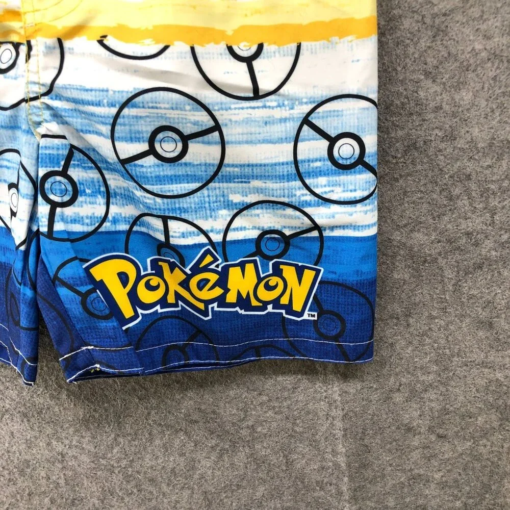 Pokemon Swim Trunks Boys Size S (5)‎ Yellow Blue Lined